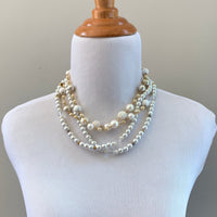 Lenora Dame Double Strand Long Pearl & Crystal Necklace