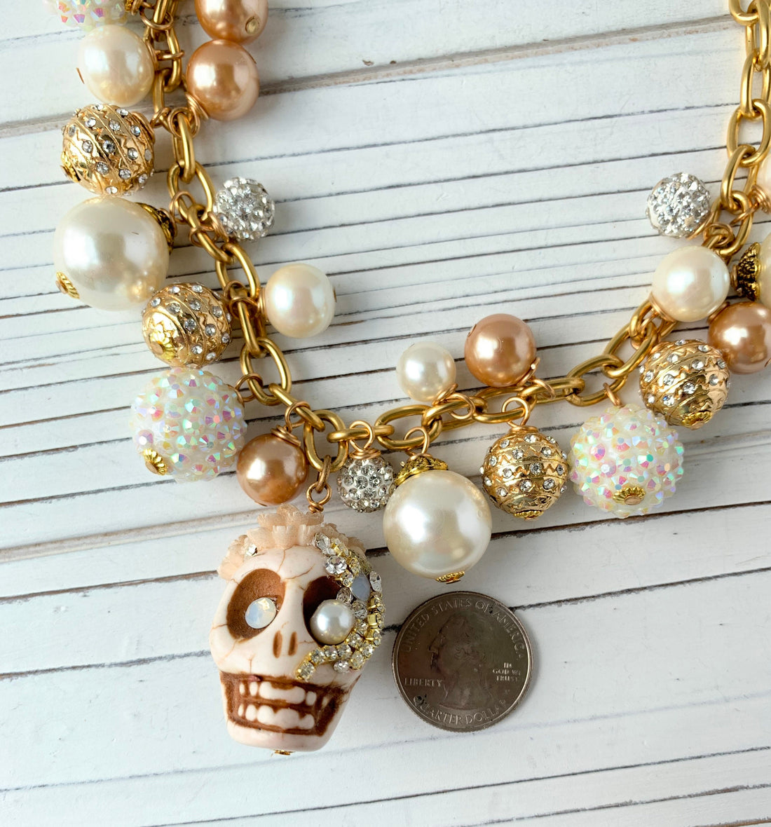 Lenora Dame Oleander Sugar Skull Bride Charm Necklace