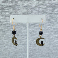 Lenora Dame Occult Halloween Cat Charm Earrings