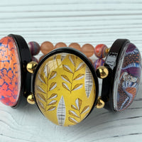 Lenora Dame Patchwork Lens Stretch Bracelet in Sunset