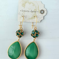 Lenora Dame Emerald Teardrop Rhinestone Earring