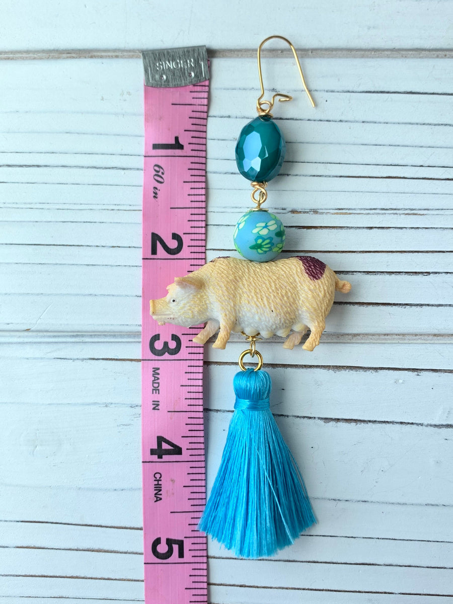 Lenora Dame Petunia Pig Tassel Earrings