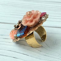 Lenora Dame English Rose Mosaic Cocktail Ring