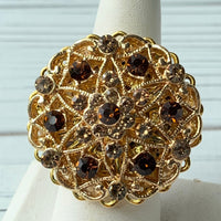 Lenora Dame Earl Grey Rhinestone Cocktail Statement Ring