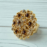 Lenora Dame Earl Grey Rhinestone Cocktail Statement Ring