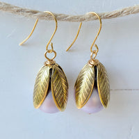 Lenora Dame Matte Glass Pearl Bead Cap Earring in Magnolia - More Color Options Available