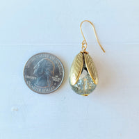 Lenora Dame Crackle Lucite Bead Cap Earring in Moss