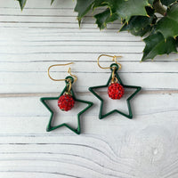 Lenora Dame Christmas Star Earrings  in Spruce or Mulled Wine - Two Options Available