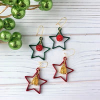 Lenora Dame Christmas Star Earrings  in Spruce or Mulled Wine - Two Options Available