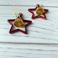 Lenora Dame Christmas Star Earrings  in Spruce or Mulled Wine - Two Options Available