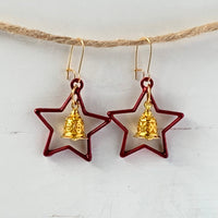 Lenora Dame Christmas Star Earrings  in Spruce or Mulled Wine - Two Options Available