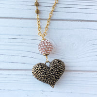 Lenora Dame Brass Heart Pendant Necklace