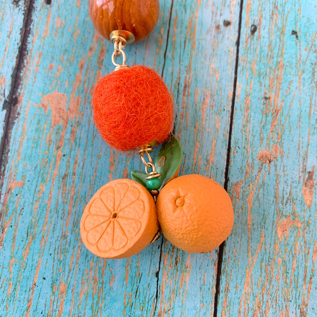 Lenora Dame Clementine Purse Bag Charm - Fruit Keychain Charm