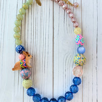 Lenora Dame Easter Bunny Queen Mum Statement Necklace in Dreamy Blue