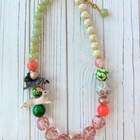 Lenora Dame Easter Bunny Queen Mum Statement Necklace in Soft Rose