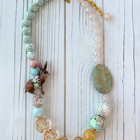 Lenora Dame Easter Bunny Queen Mum Statement Necklace in Earl Grey