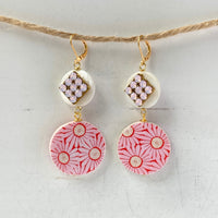 Lenora Dame Pink Daisy Drop Earrings