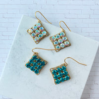 Lenora Dame Swarovski Bling Square Earrings - Choice of Color