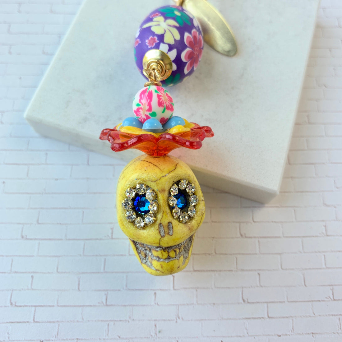 Lenora Dame Sugar Skull Keychain Charm - Purse Charm - Choice of 3 Colors