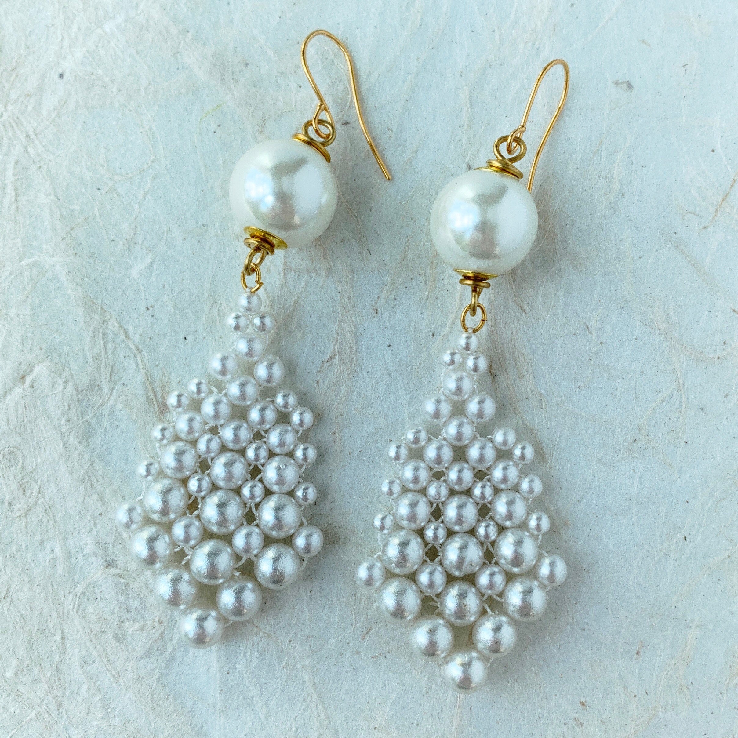 Vintage Stock Woven Pearl Drop Earrings – Lenora Dame