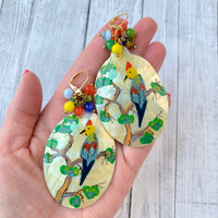 Lenora Dame Mother of Pearl Paradise Parrot Earrings