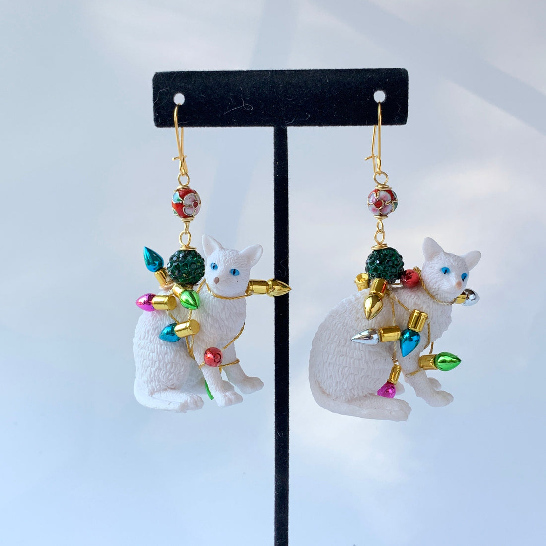 Lenora Dame Tangled Kitty Holiday Earrings