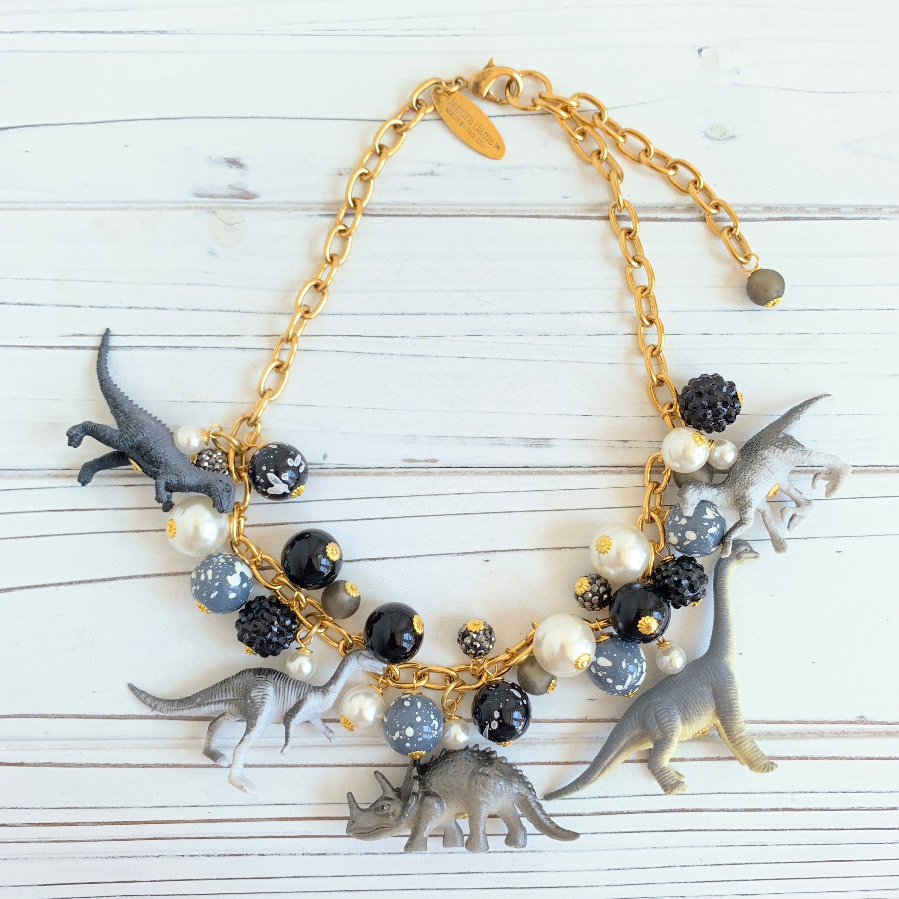 Slate Gray Dinosaur Necklace – Lenora Dame