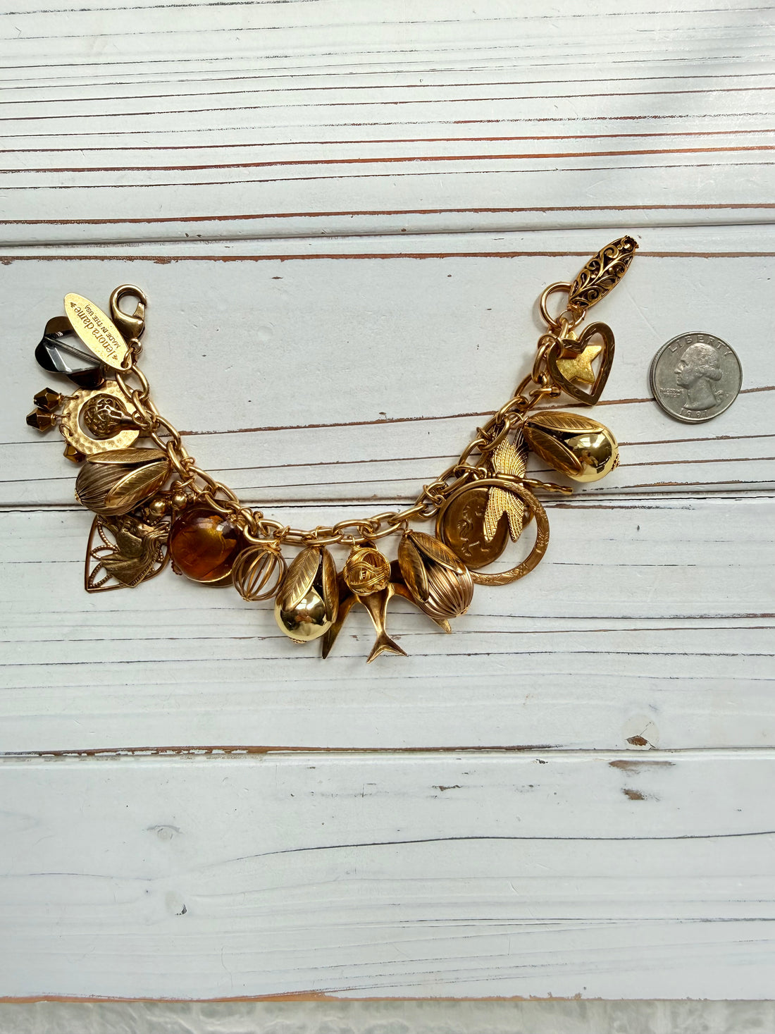 Vintage Inspired Gilded Charm Bracelet