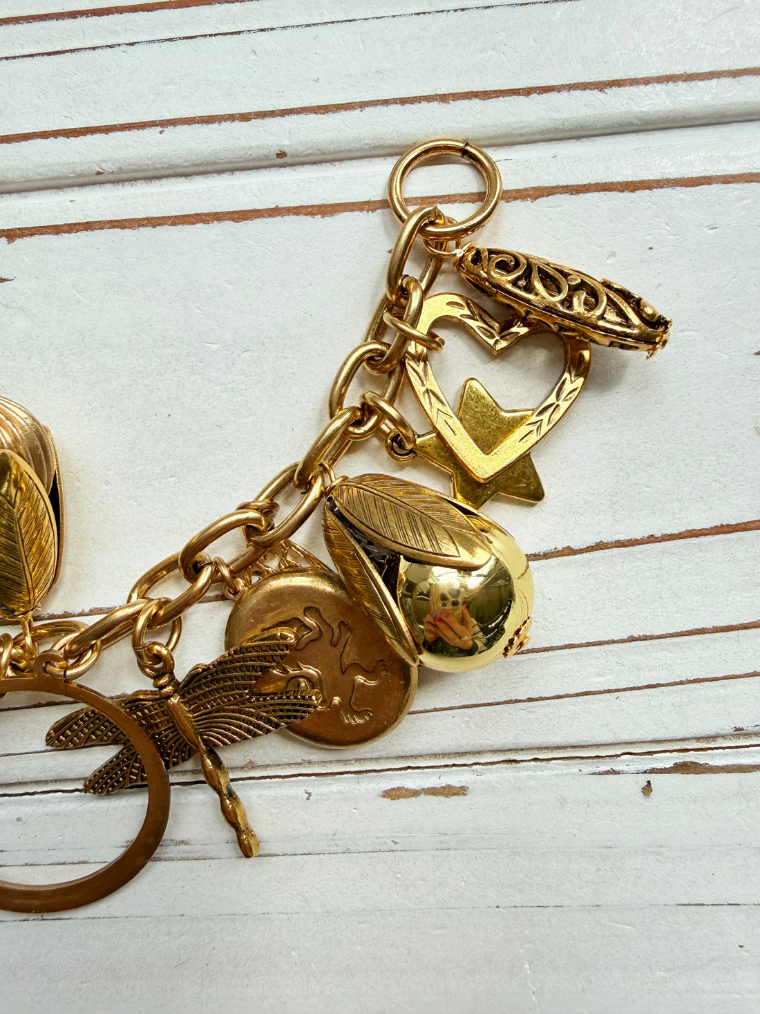 Vintage Inspired Gilded Charm Bracelet