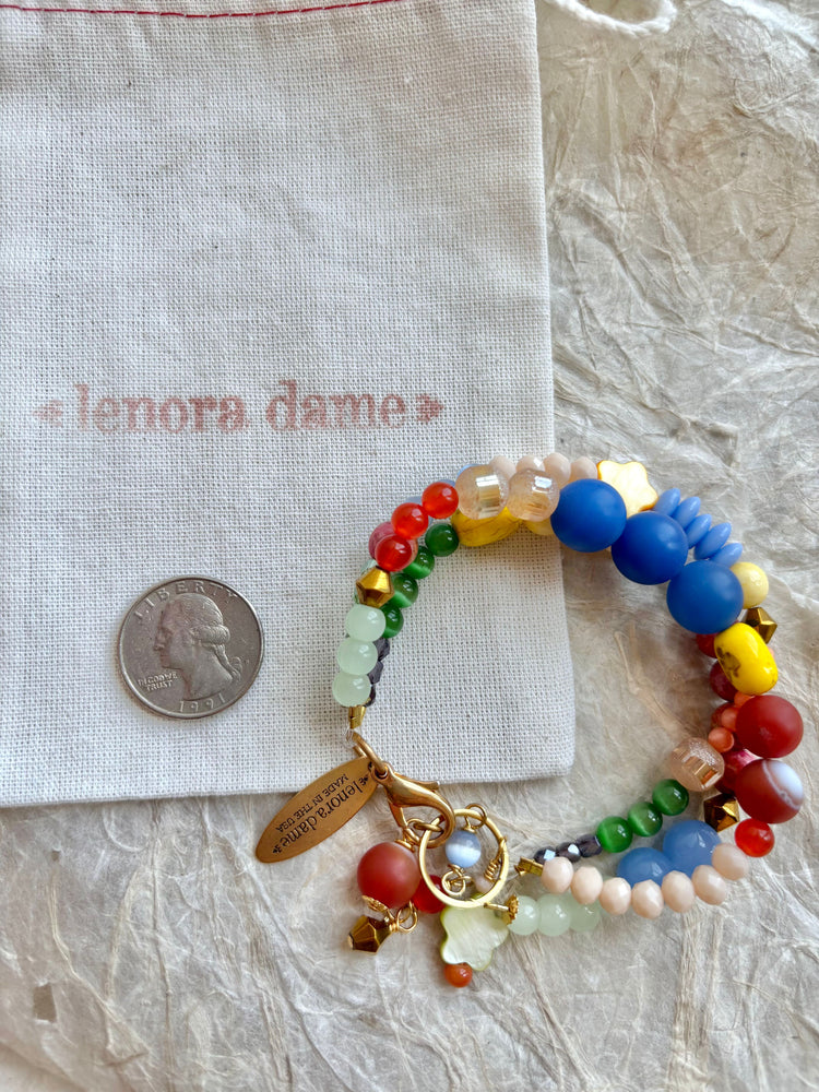 Folk Art Glass Beaded Three-Strand Bracelet