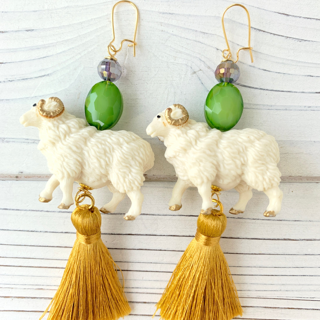 Golden Ram Tassel Earrings