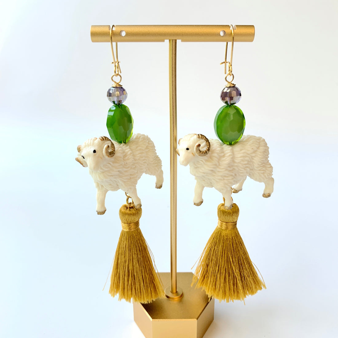 Golden Ram Tassel Earrings