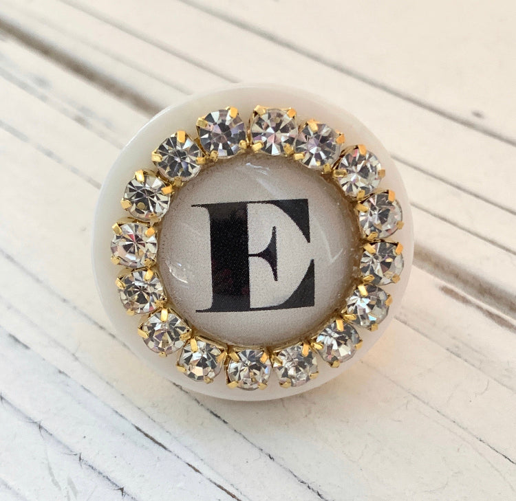 Rhinestone Initial Ring