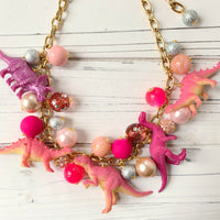 Pink Carnation Dinosaur Necklace
