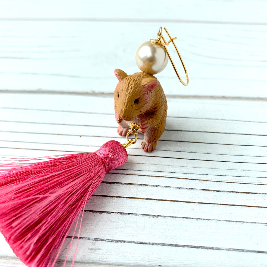 Harriet the Hamster Tassel Earrings