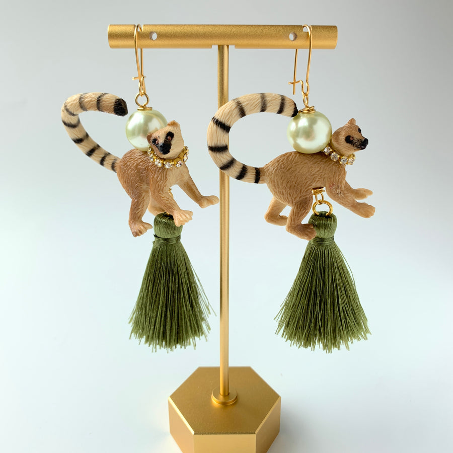 Leslie the Lemur Tassel Earrings