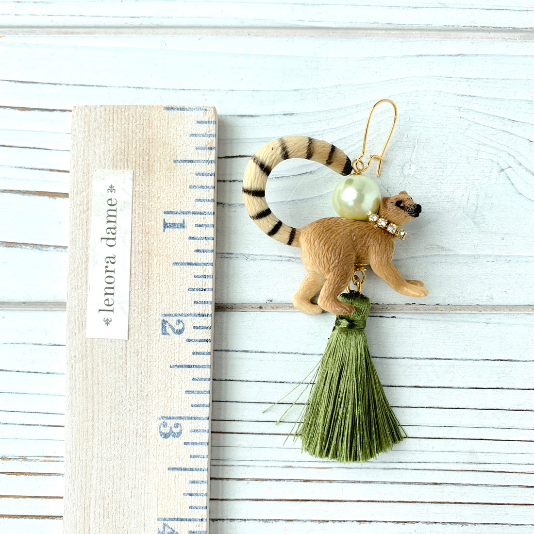 Leslie the Lemur Tassel Earrings