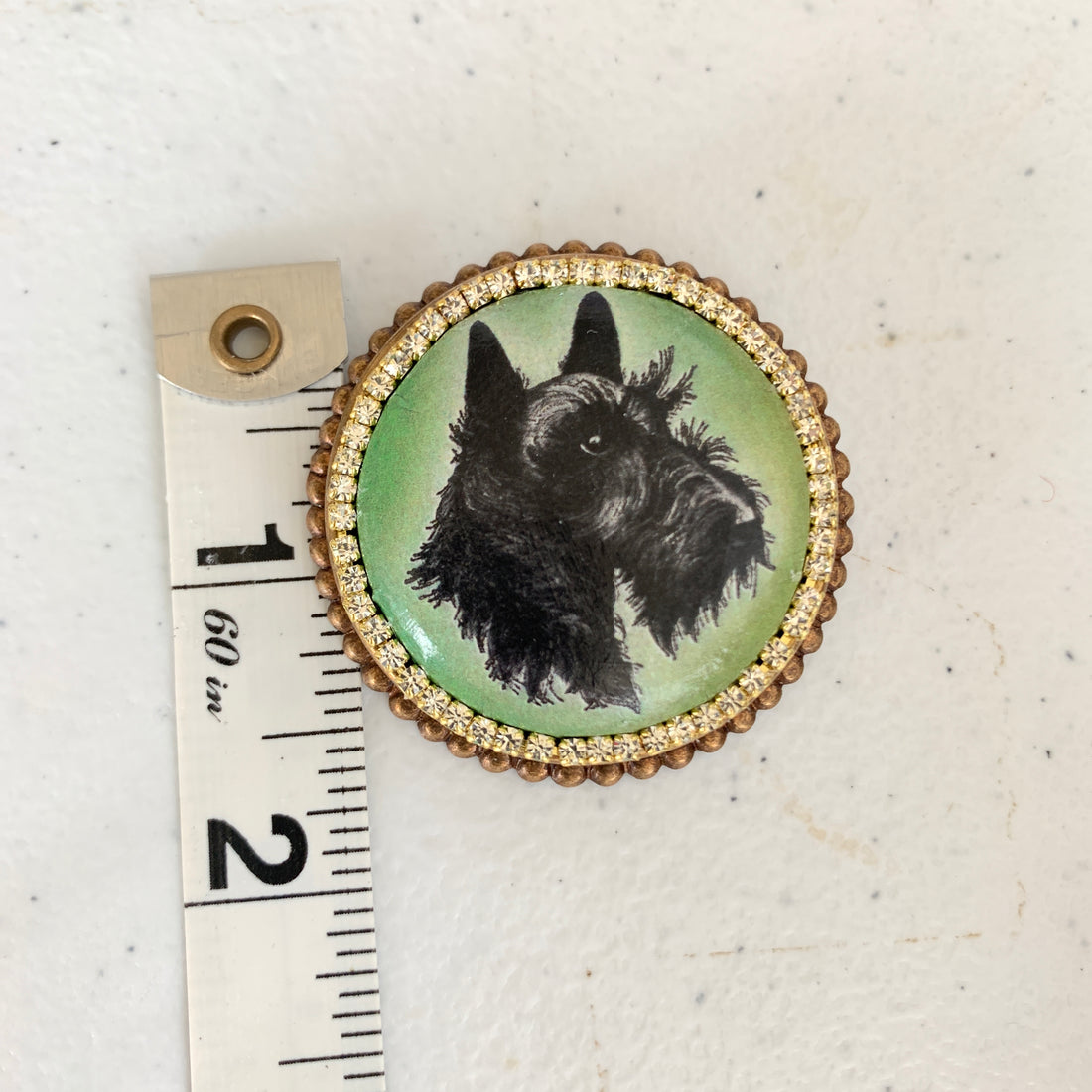 Scottie Dog Decoupage Brooch