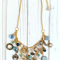 Double Dainty Blue Charm Necklace