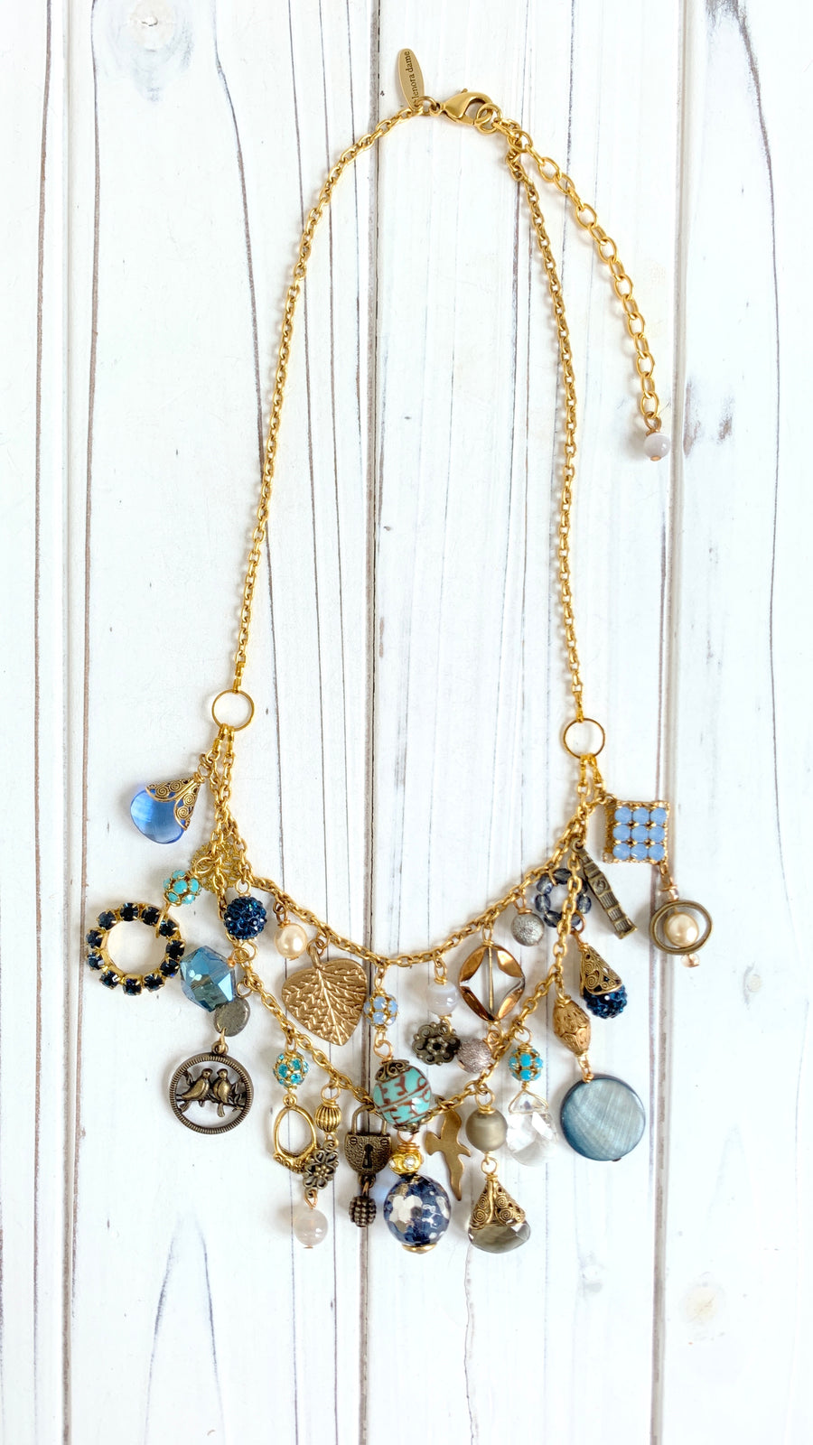 Double Dainty Blue Charm Necklace