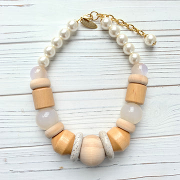 Pearl & Wood Queen Mum Necklace