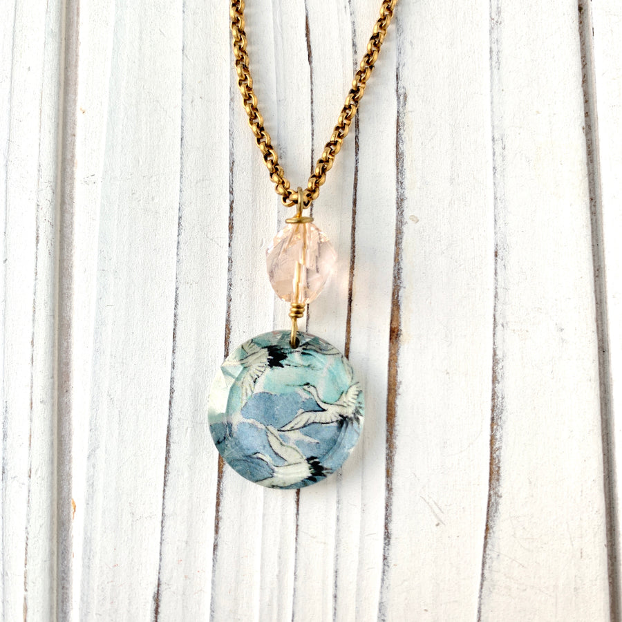 Blue Crane Pendant Necklace