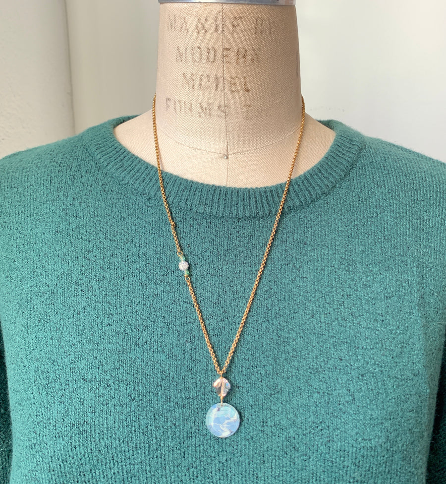 Blue Crane Pendant Necklace