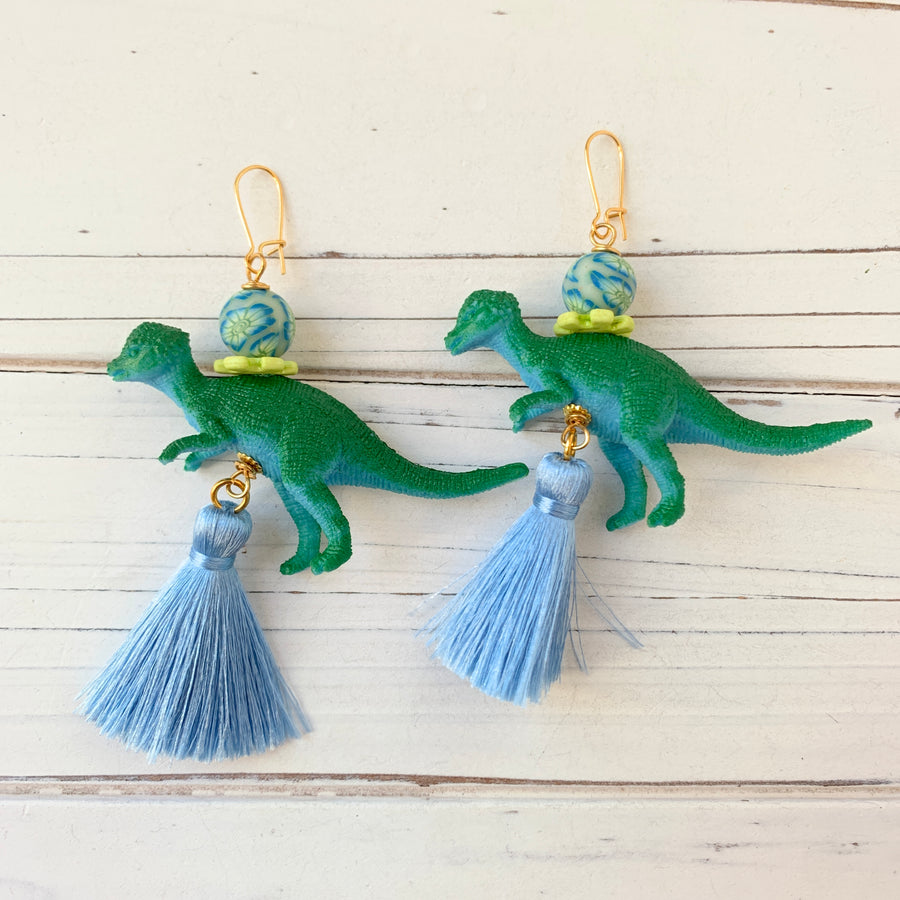 Flora Dinosaur Tassel Earrings