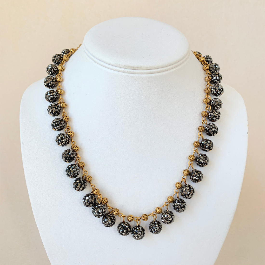 Vintage-Inspired Rhinestone Pave Charm Necklace