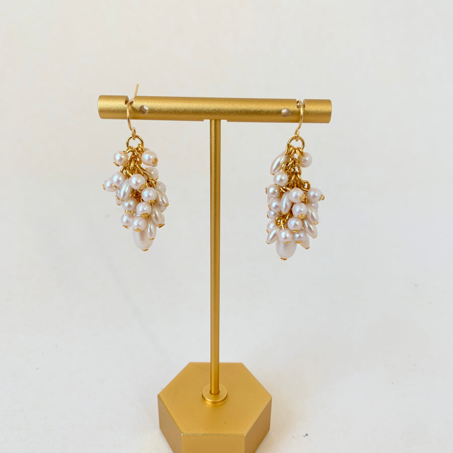 Pearl Cluster Drop Earrings