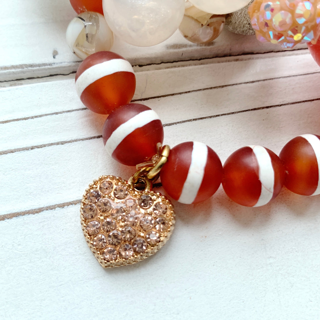 Tibetan Agate St. Valentine Stretch Bracelet Set