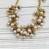 Classic Filigree Bead Cap Pearl Necklace - 3 Pearl Color Options