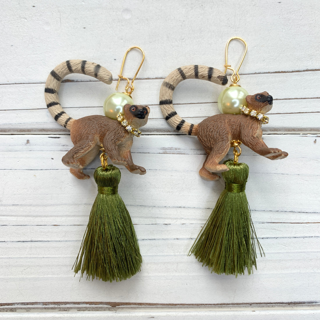 Leslie the Lemur Tassel Earrings