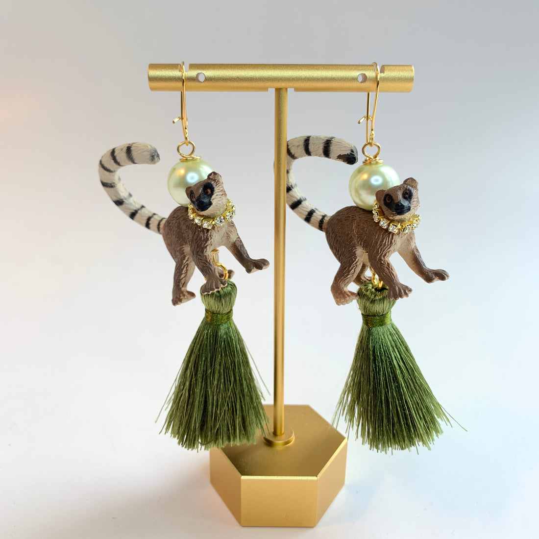 Leslie the Lemur Tassel Earrings